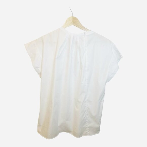 HARSHMAN Putzel 100% Cotton Pleated Cap Sleeve Top White Medium MSRP $193 - Picture 4 of 10